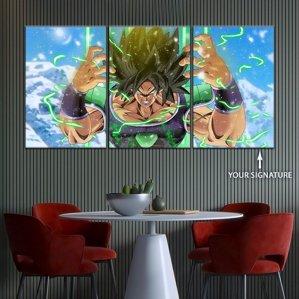 Dragon Ball Super Broly Unleashed Canvas Wall Art - 5 Piece Split Panel DBZ Anime Poster - Framed Ready to Hang Living Room Man Cave Decor - DR5016