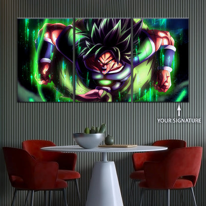 Dragon Ball Super Broly Unleashed Canvas Wall Art - 5 Piece Split Panel DBZ Anime Poster - Framed Ready to Hang Living Room Man Cave Decor - DR5017