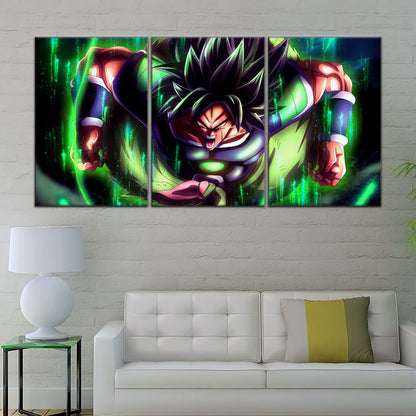 Dragon Ball Super Broly Unleashed Canvas Wall Art - 5 Piece Split Panel DBZ Anime Poster - Framed Ready to Hang Living Room Man Cave Decor - DR5017