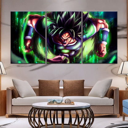 Dragon Ball Super Broly Unleashed Canvas Wall Art - 5 Piece Split Panel DBZ Anime Poster - Framed Ready to Hang Living Room Man Cave Decor - DR5017