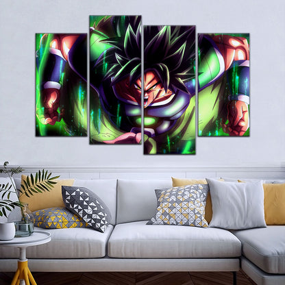 Dragon Ball Super Broly Unleashed Canvas Wall Art - 5 Piece Split Panel DBZ Anime Poster - Framed Ready to Hang Living Room Man Cave Decor - DR5017