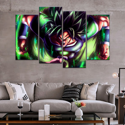 Dragon Ball Super Broly Unleashed Canvas Wall Art - 5 Piece Split Panel DBZ Anime Poster - Framed Ready to Hang Living Room Man Cave Decor - DR5017