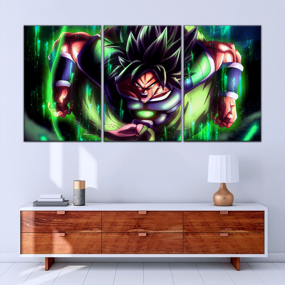 Dragon Ball Super Broly Unleashed Canvas Wall Art - 5 Piece Split Panel DBZ Anime Poster - Framed Ready to Hang Living Room Man Cave Decor - DR5017