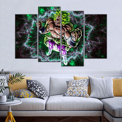Dragon Ball Super Broly Unleashed Canvas Wall Art - 5 Piece Split Panel DBZ Anime Poster - Framed Ready to Hang Living Room Man Cave Decor - DR5018