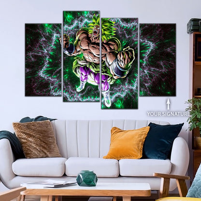 Dragon Ball Super Broly Unleashed Canvas Wall Art - 5 Piece Split Panel DBZ Anime Poster - Framed Ready to Hang Living Room Man Cave Decor - DR5018