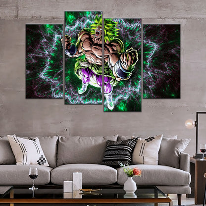 Dragon Ball Super Broly Unleashed Canvas Wall Art - 5 Piece Split Panel DBZ Anime Poster - Framed Ready to Hang Living Room Man Cave Decor - DR5018