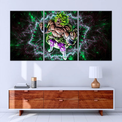 Dragon Ball Super Broly Unleashed Canvas Wall Art - 5 Piece Split Panel DBZ Anime Poster - Framed Ready to Hang Living Room Man Cave Decor - DR5018