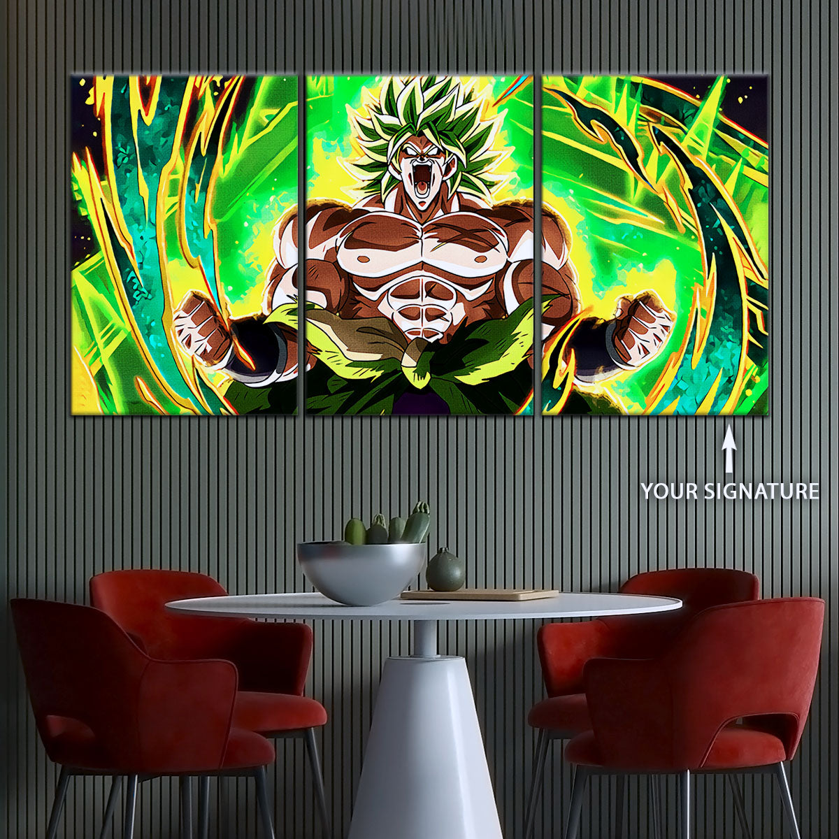 Dragon Ball Super Broly Unleashed Canvas Wall Art - 5 Piece Split Panel DBZ Anime Poster - Framed Ready to Hang Living Room Man Cave Decor - DR5019
