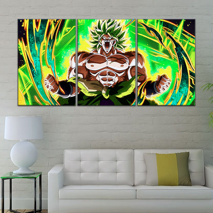 Dragon Ball Super Broly Unleashed Canvas Wall Art - 5 Piece Split Panel DBZ Anime Poster - Framed Ready to Hang Living Room Man Cave Decor - DR5019