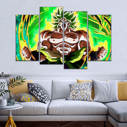 Dragon Ball Super Broly Unleashed Canvas Wall Art - 5 Piece Split Panel DBZ Anime Poster - Framed Ready to Hang Living Room Man Cave Decor - DR5019