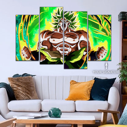 Dragon Ball Super Broly Unleashed Canvas Wall Art - 5 Piece Split Panel DBZ Anime Poster - Framed Ready to Hang Living Room Man Cave Decor - DR5019