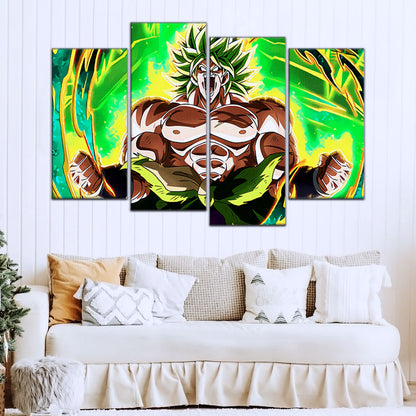 Dragon Ball Super Broly Unleashed Canvas Wall Art - 5 Piece Split Panel DBZ Anime Poster - Framed Ready to Hang Living Room Man Cave Decor - DR5019