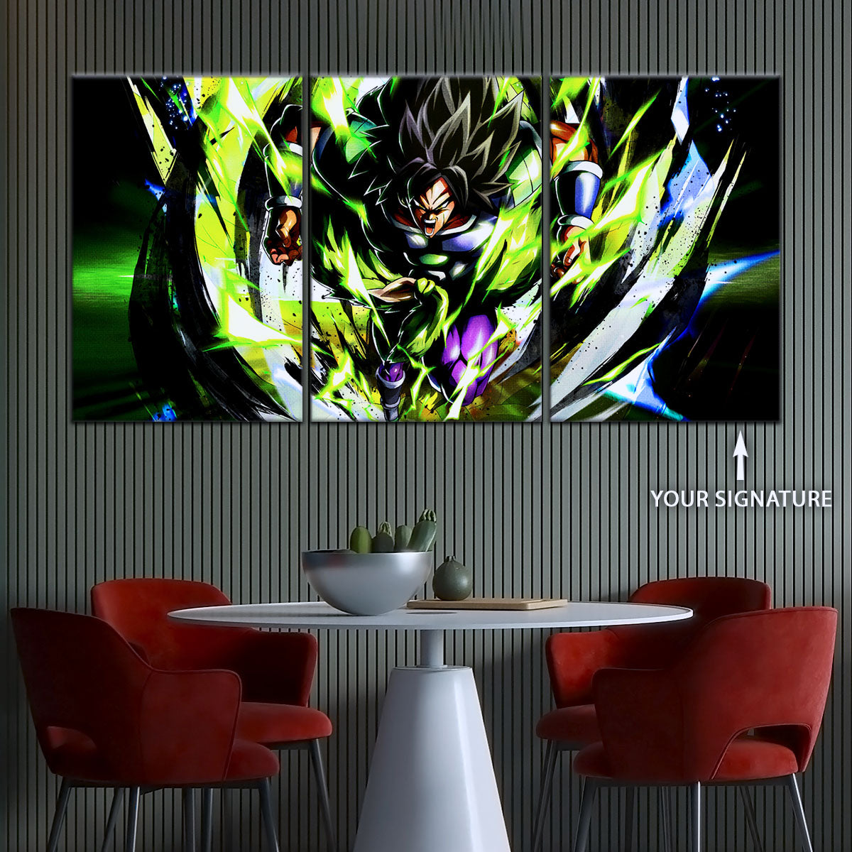 Dragon Ball Super Broly Unleashed Canvas Wall Art - 5 Piece Split Panel DBZ Anime Poster - Framed Ready to Hang Living Room Man Cave Decor - DR5020