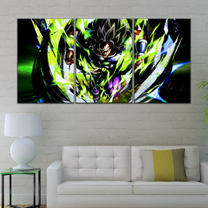 Dragon Ball Super Broly Unleashed Canvas Wall Art - 5 Piece Split Panel DBZ Anime Poster - Framed Ready to Hang Living Room Man Cave Decor - DR5020
