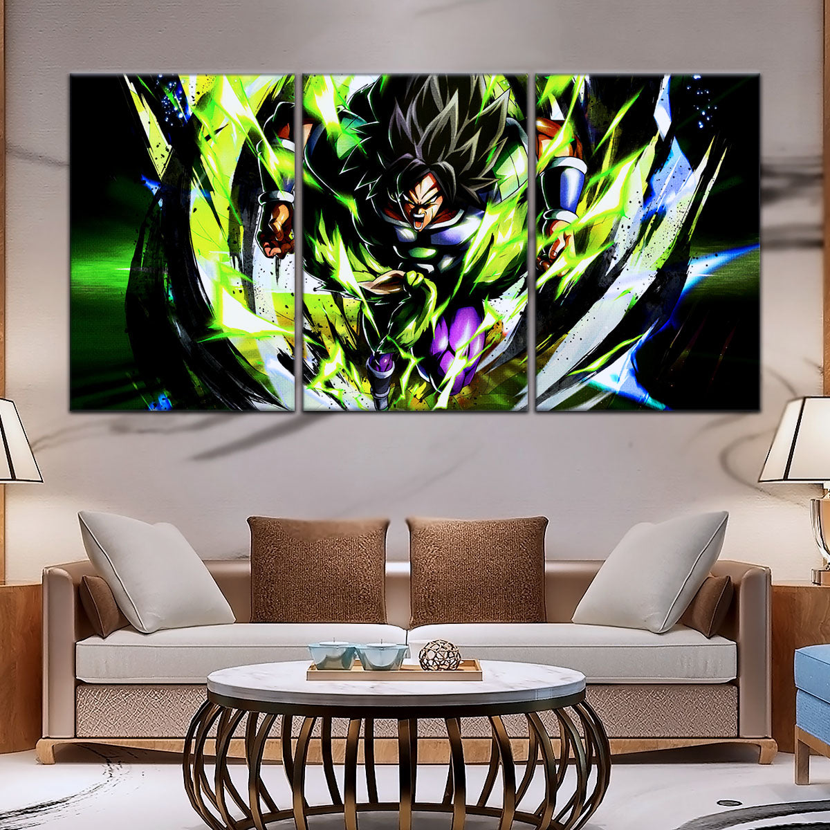 Dragon Ball Super Broly Unleashed Canvas Wall Art - 5 Piece Split Panel DBZ Anime Poster - Framed Ready to Hang Living Room Man Cave Decor - DR5020