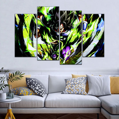 Dragon Ball Super Broly Unleashed Canvas Wall Art - 5 Piece Split Panel DBZ Anime Poster - Framed Ready to Hang Living Room Man Cave Decor - DR5020