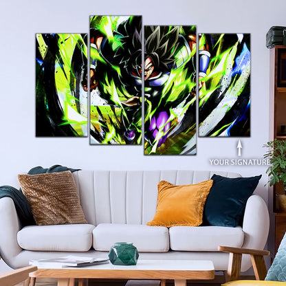 Dragon Ball Super Broly Unleashed Canvas Wall Art - 5 Piece Split Panel DBZ Anime Poster - Framed Ready to Hang Living Room Man Cave Decor - DR5020