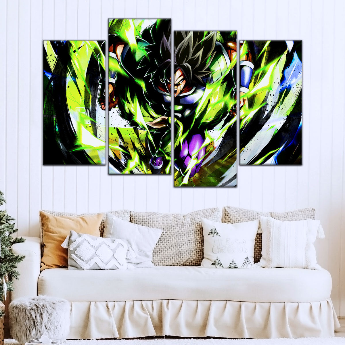 Dragon Ball Super Broly Unleashed Canvas Wall Art - 5 Piece Split Panel DBZ Anime Poster - Framed Ready to Hang Living Room Man Cave Decor - DR5020