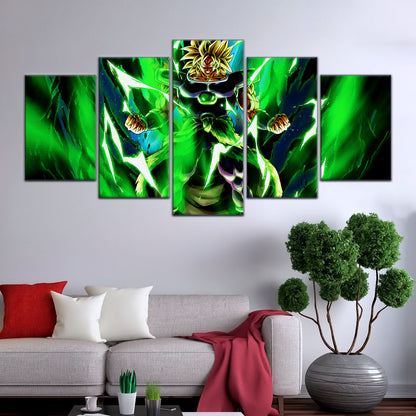 Dragon Ball Super Broly Unleashed Canvas Wall Art - 5 Piece Split Panel DBZ Anime Poster - Framed Ready to Hang Living Room Man Cave Decor - DR5021