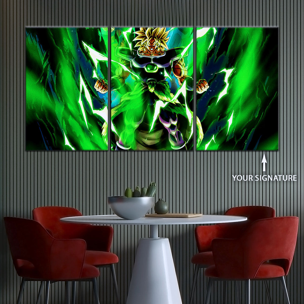 Dragon Ball Super Broly Unleashed Canvas Wall Art - 5 Piece Split Panel DBZ Anime Poster - Framed Ready to Hang Living Room Man Cave Decor - DR5021