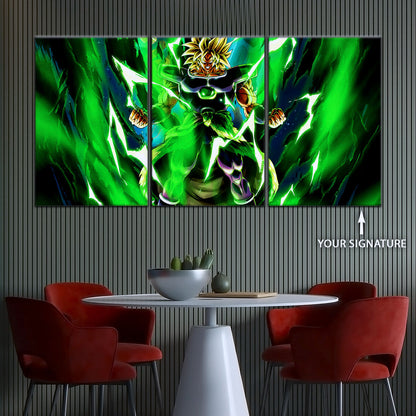 Dragon Ball Super Broly Unleashed Canvas Wall Art - 5 Piece Split Panel DBZ Anime Poster - Framed Ready to Hang Living Room Man Cave Decor - DR5021