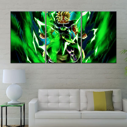 Dragon Ball Super Broly Unleashed Canvas Wall Art - 5 Piece Split Panel DBZ Anime Poster - Framed Ready to Hang Living Room Man Cave Decor - DR5021