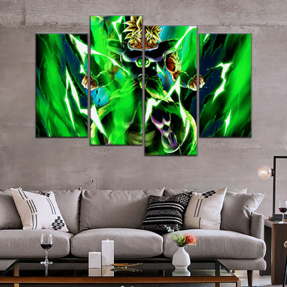 Dragon Ball Super Broly Unleashed Canvas Wall Art - 5 Piece Split Panel DBZ Anime Poster - Framed Ready to Hang Living Room Man Cave Decor - DR5021