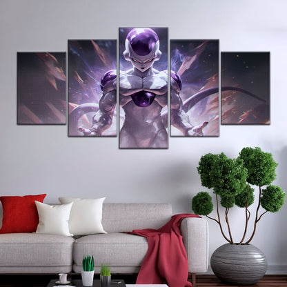 Dragon Ball Super Frieza Final Form Canvas Wall Art - 5 Piece Split Panel DBZ Anime Poster - Framed Ready to Hang Living Room Man Cave Decor - DR5026