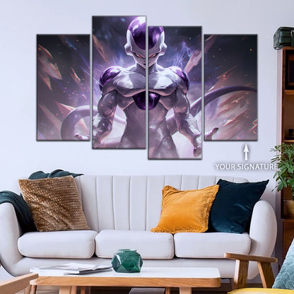Dragon Ball Super Frieza Final Form Canvas Wall Art - 5 Piece Split Panel DBZ Anime Poster - Framed Ready to Hang Living Room Man Cave Decor - DR5026