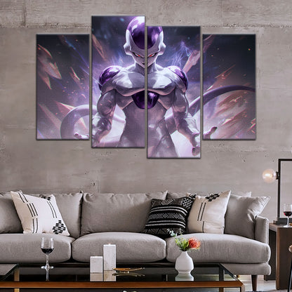 Dragon Ball Super Frieza Final Form Canvas Wall Art - 5 Piece Split Panel DBZ Anime Poster - Framed Ready to Hang Living Room Man Cave Decor - DR5026