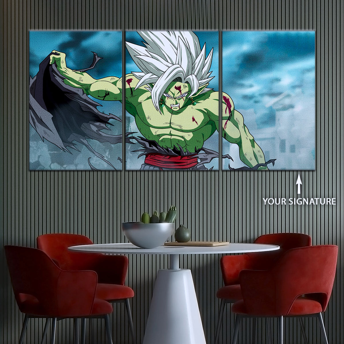Dragon Ball Super Fused Zamasu Canvas Wall Art - 5 Piece Split Panel DBZ Anime Poster - Framed Ready to Hang Living Room Man Cave Decor - DR5136