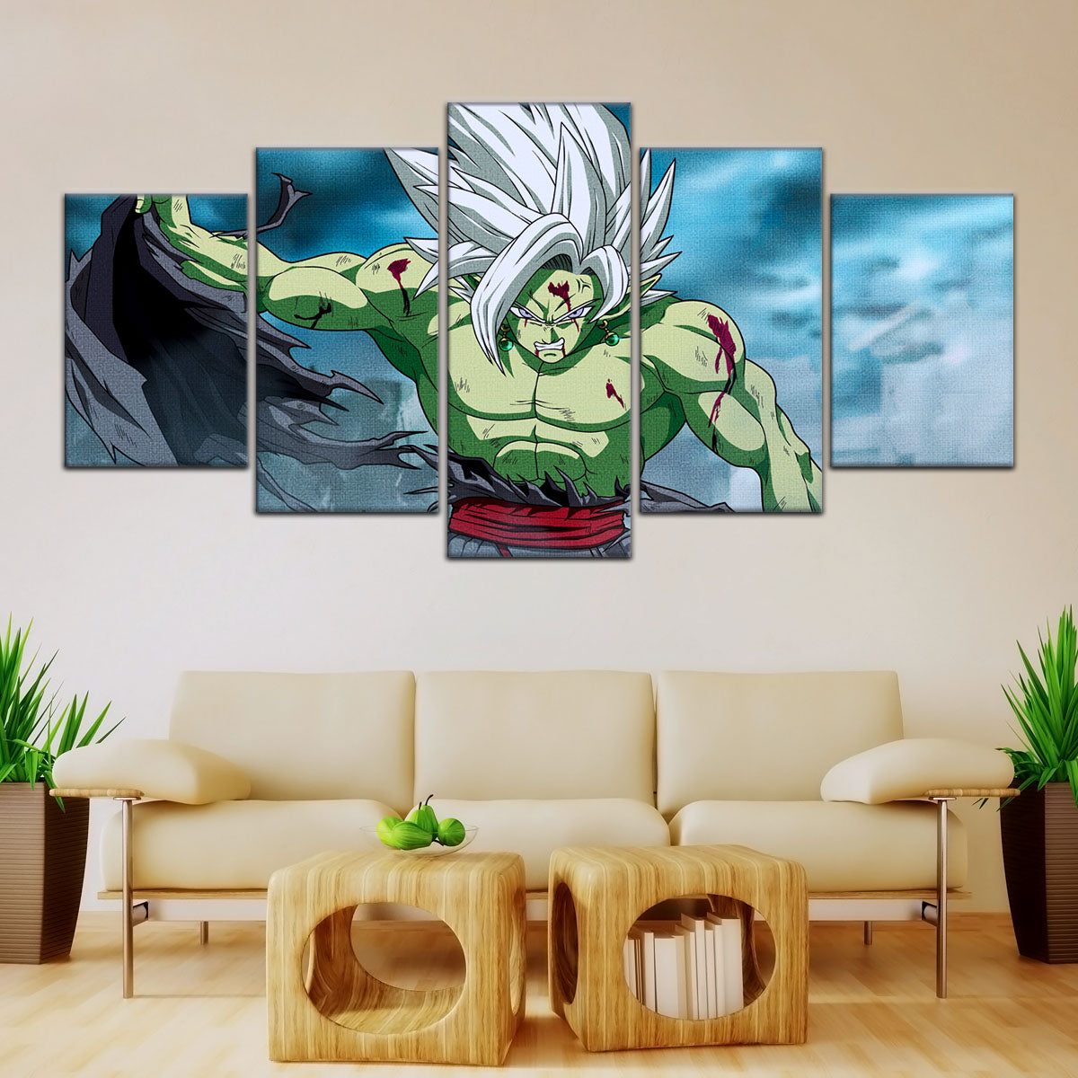 Dragon Ball Super Fused Zamasu Canvas Wall Art - 5 Piece Split Panel DBZ Anime Poster - Framed Ready to Hang Living Room Man Cave Decor - DR5136