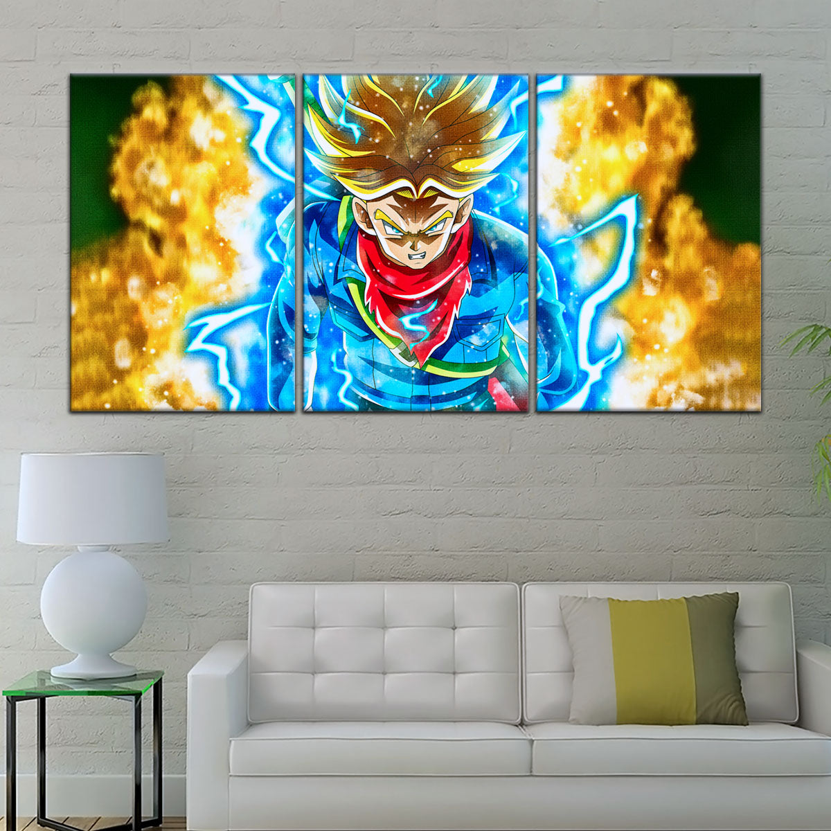 Dragon Ball Super Future Trunks Canvas Wall Art - 5 Piece Split Panel DBZ Anime Poster - Framed Ready to Hang Living Room Man Cave Decor - DR5107