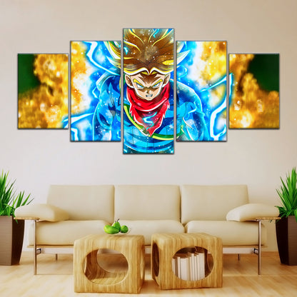 Dragon Ball Super Future Trunks Canvas Wall Art - 5 Piece Split Panel DBZ Anime Poster - Framed Ready to Hang Living Room Man Cave Decor - DR5107