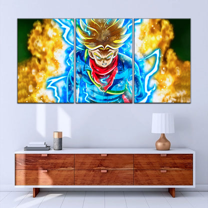 Dragon Ball Super Future Trunks Canvas Wall Art - 5 Piece Split Panel DBZ Anime Poster - Framed Ready to Hang Living Room Man Cave Decor - DR5107