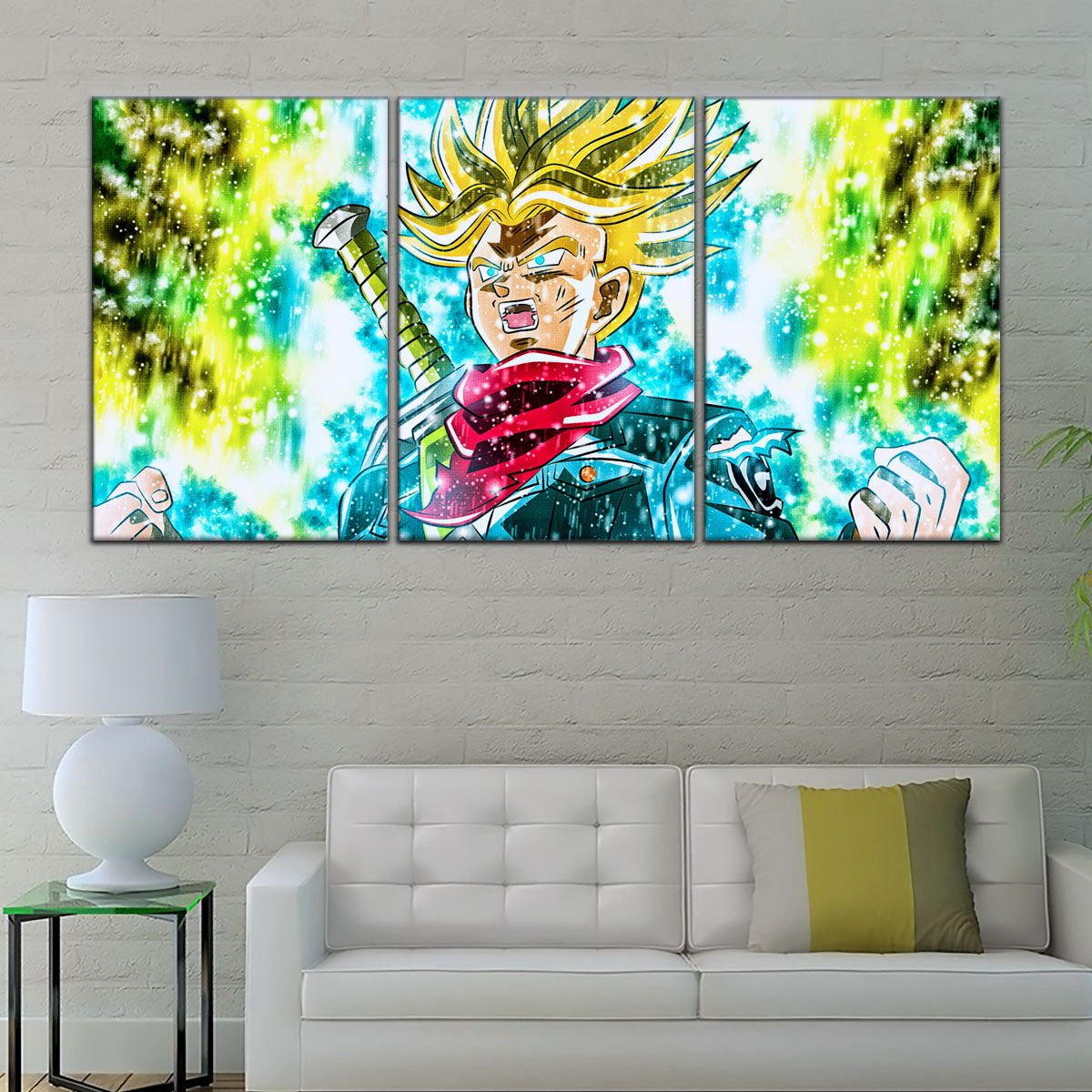 Dragon Ball Super Future Trunks Canvas Wall Art - 5 Piece Split Panel DBZ Anime Poster - Framed Ready to Hang Living Room Man Cave Decor - DR5110