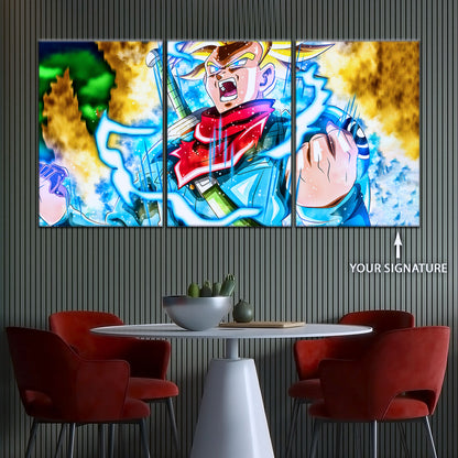 Dragon Ball Super Future Trunks Canvas Wall Art  - 5 Piece Split Panel DBZ Anime Poster - Framed Ready to Hang Living Room Man Cave Decor - DR5111