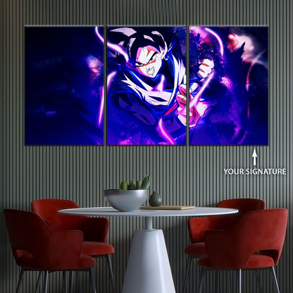 Dragon Ball Super Goku Black Canvas Wall Art - 5 Piece Split Panel DBZ Anime Poster - Framed Ready to Hang Living Room Man Cave Decor - DR5003
