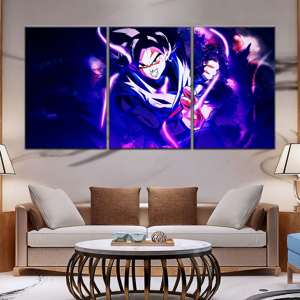 Dragon Ball Super Goku Black Canvas Wall Art - 5 Piece Split Panel DBZ Anime Poster - Framed Ready to Hang Living Room Man Cave Decor - DR5003