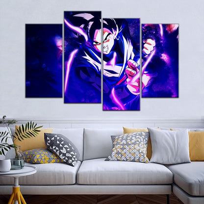 Dragon Ball Super Goku Black Canvas Wall Art - 5 Piece Split Panel DBZ Anime Poster - Framed Ready to Hang Living Room Man Cave Decor - DR5003