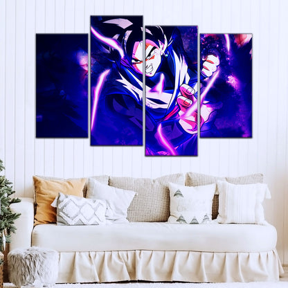 Dragon Ball Super Goku Black Canvas Wall Art - 5 Piece Split Panel DBZ Anime Poster - Framed Ready to Hang Living Room Man Cave Decor - DR5003