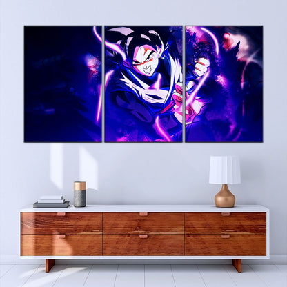 Dragon Ball Super Goku Black Canvas Wall Art - 5 Piece Split Panel DBZ Anime Poster - Framed Ready to Hang Living Room Man Cave Decor - DR5003