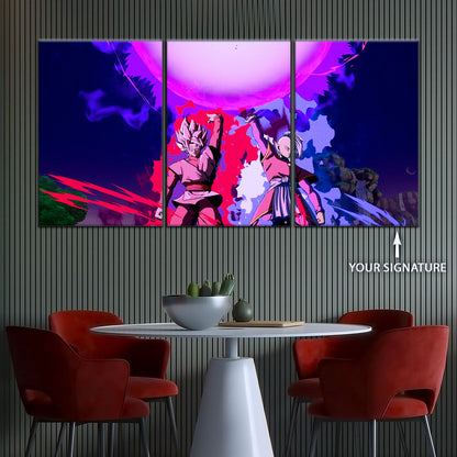 Dragon Ball Super Goku Black and Zamasu Canvas Wall Art - 5 Piece Split Panel DBZ Anime Poster - Ready to Hang Living Room Man Cave Decor - DR5135
