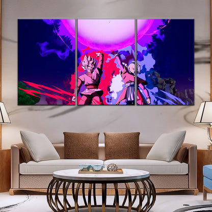 Dragon Ball Super Goku Black and Zamasu Canvas Wall Art - 5 Piece Split Panel DBZ Anime Poster - Ready to Hang Living Room Man Cave Decor - DR5135