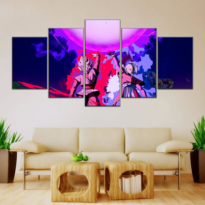 Dragon Ball Super Goku Black and Zamasu Canvas Wall Art - 5 Piece Split Panel DBZ Anime Poster - Ready to Hang Living Room Man Cave Decor - DR5135