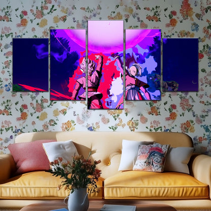 Dragon Ball Super Goku Black and Zamasu Canvas Wall Art - 5 Piece Split Panel DBZ Anime Poster - Ready to Hang Living Room Man Cave Decor - DR5135