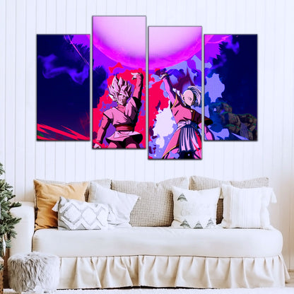 Dragon Ball Super Goku Black and Zamasu Canvas Wall Art - 5 Piece Split Panel DBZ Anime Poster - Ready to Hang Living Room Man Cave Decor - DR5135