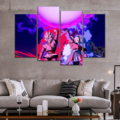Dragon Ball Super Goku Black and Zamasu Canvas Wall Art - 5 Piece Split Panel DBZ Anime Poster - Ready to Hang Living Room Man Cave Decor - DR5135