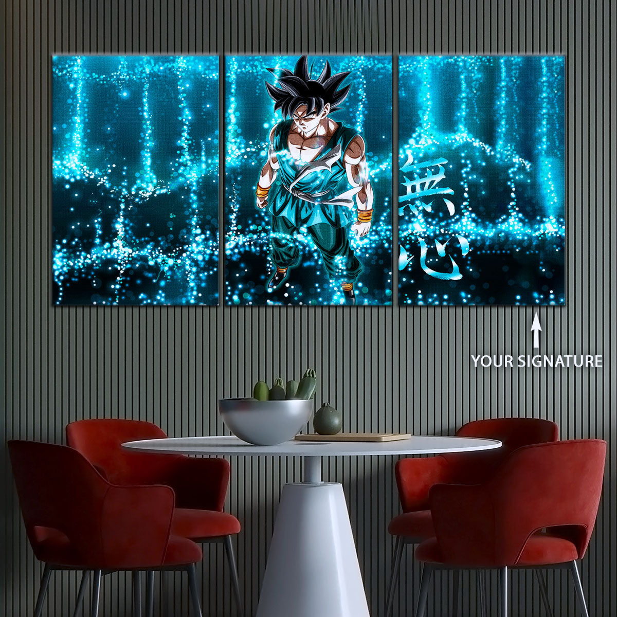 Dragon Ball Super Goku Ultra Instinct Canvas Wall Art - 5 Piece Split Panel DBZ Anime Poster - Ready to Hang Living Room Man Cave Decor - DR5034
