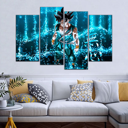 Dragon Ball Super Goku Ultra Instinct Canvas Wall Art - 5 Piece Split Panel DBZ Anime Poster - Ready to Hang Living Room Man Cave Decor - DR5034